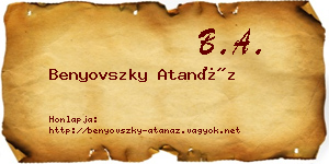 Benyovszky Atanáz névjegykártya